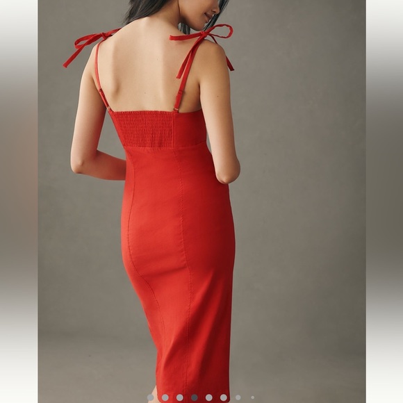 Anthropologie Cherryπ Bomb Red Sexy Body Con Spaghetti Strap Corset Dress-Small - Picture 2 of 16